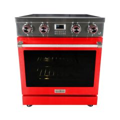 30 Inch Freestanding Electric Range with Red Door