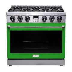 36 Inch Freestanding Gas Range with Green Door