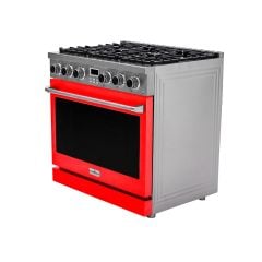 36 Inch Freestanding Gas Range with Red Door